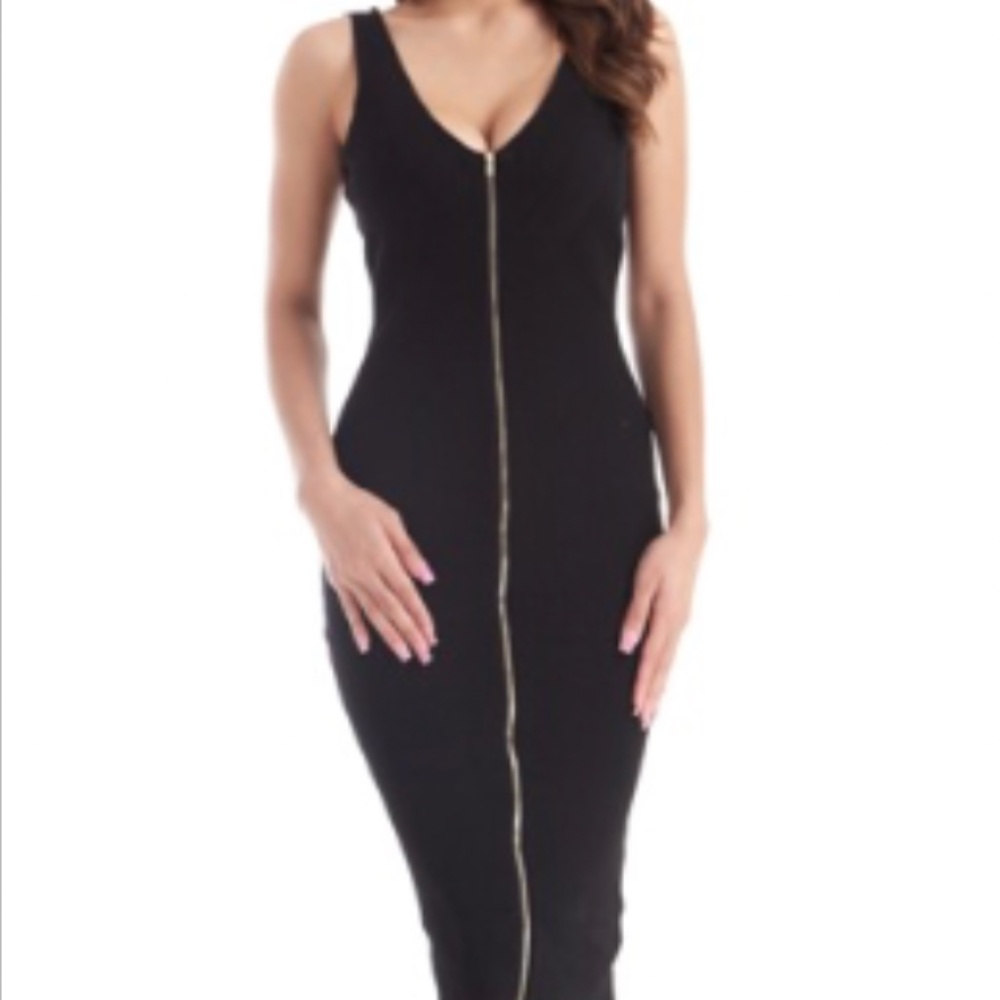 RIBBED TANK DRESS WITH FRONT ZIPPER